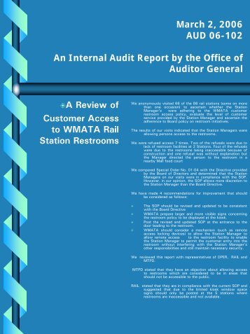 Customer Access to Restrooms Report - WMATA.com