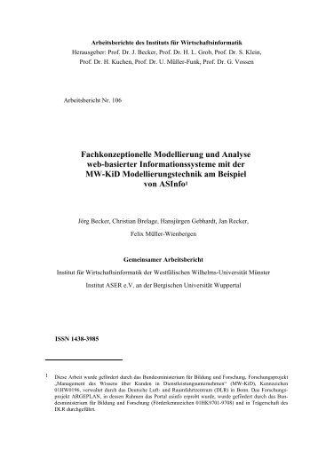 Arbeitsbericht Nr. 106 - Lehrstuhl fÃ¼r Wirtschaftsinformatik (Prof. Dr ...