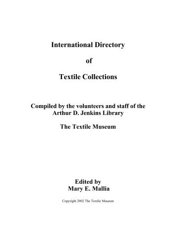 International Directory of Textile Collections - Textile Museum