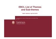 EBCL Presentation of Themes & Topics