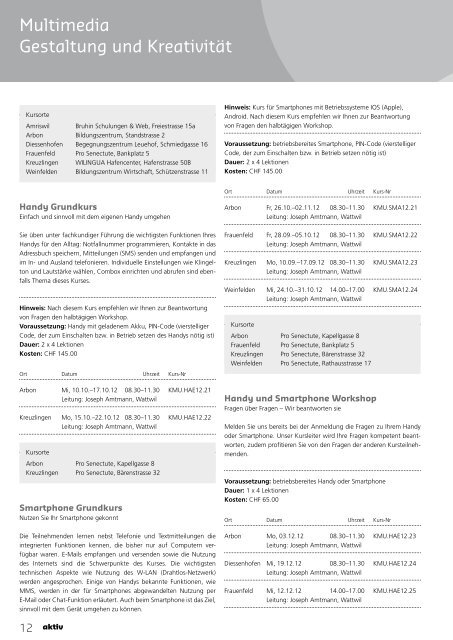 Im "aktiv" - Pro Senectute Thurgau