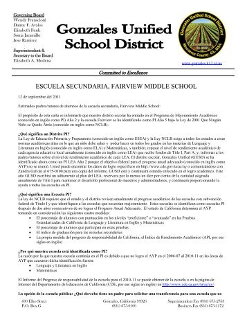 escuela secundaria, fairview middle school - Gonzales Unified ...