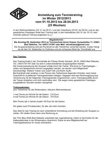 Anmeldung zum Tennistraining im Winter 2012/2013 vom 01.10 ...