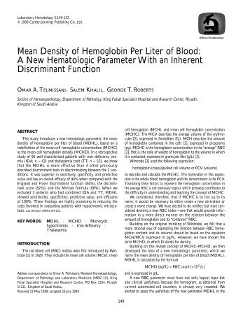 Mean Density of Hemoglobin Per Liter of Blood - Carden Jennings ...