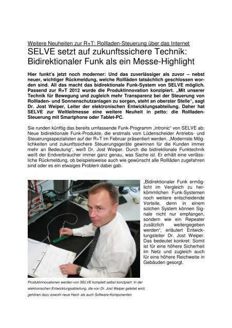 Bidirektionaler Funk als Messe-Highlight (pdf, 264 kB) - Selve