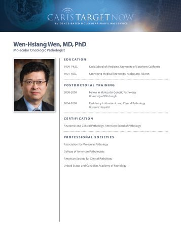 Wen-Hsiang Wen, MD, PhD - Caris Life Sciences