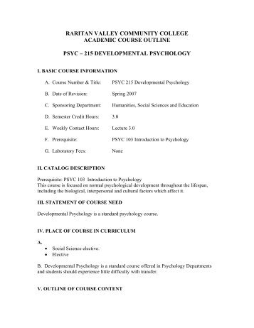 215 developmental psychology - Raritan Valley Community College