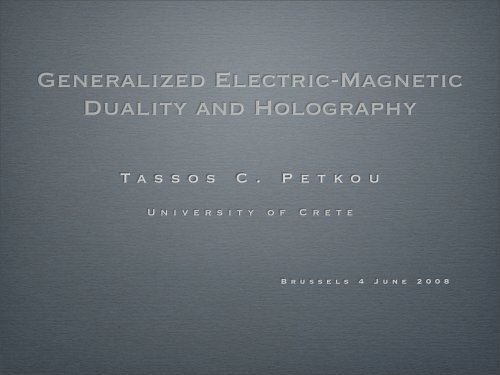 Generalized Electric-Magnetic Duality and Holography