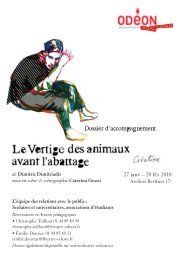 Le Vertige des animaux..., Teacher's Kit (843.2 Ko - Odéon, théâtre ...