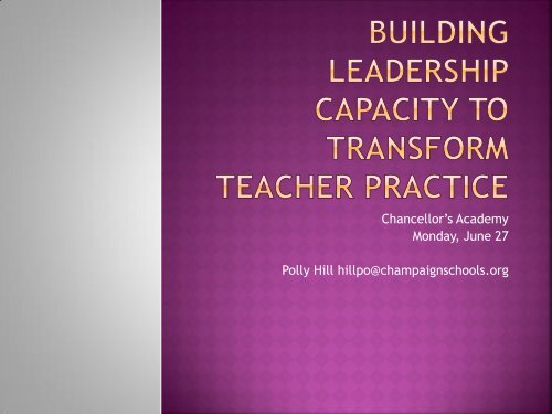 Building Leadership Capacity to Transform Teacher Practice (pdf)