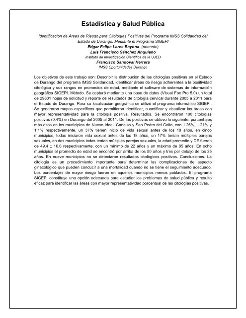 Estadística y Salud Pública - Inegi