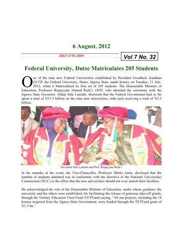6th August 2012 - National Universities Commission