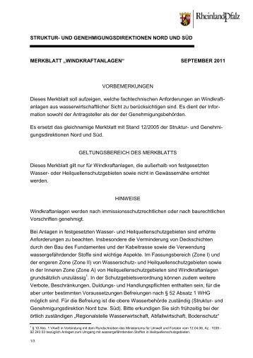 Merkblatt Windkraftanlagen - Struktur- und Genehmigungsdirektion ...