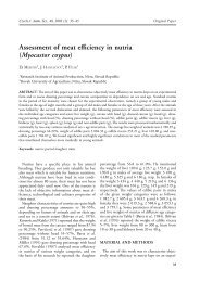 Assessment of meat efficiency in nutria (Myocastor coypus)