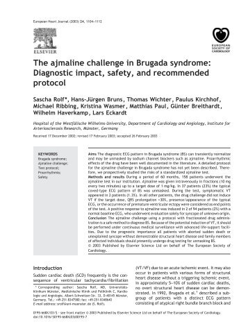 The ajmaline challenge in Brugada syndrome: Diagnostic impact ...