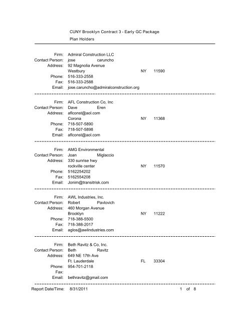 CUNY Brooklyn Contract 3 - Hill International PDM