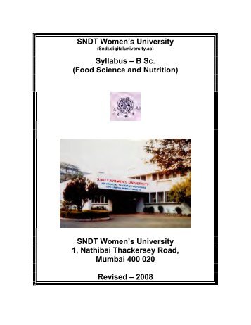 B Sc. - Shreemati Nathibai Damodar Thackersey Women's University
