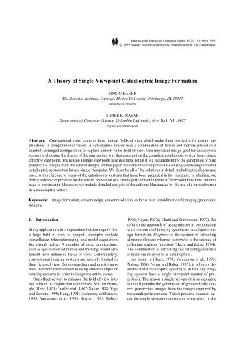 A Theory of Single-Viewpoint Catadioptric Image Formation