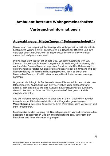 Auswahl neuer MieterInnen