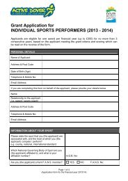 Active Dover Grant Application Form - Individual Sports Performers