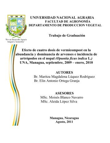 UNA, Managua, septiembre, 2009 - Universidad Nacional Agraria