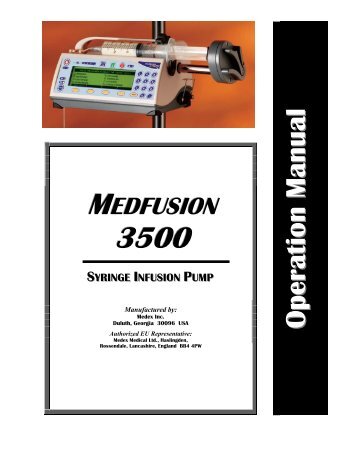 Medfusion 3500 Syringe Pump User Manual