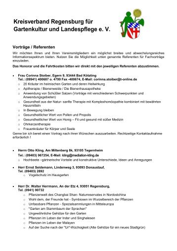 Referentenliste/Vorträge - Kreisverband Regensburg