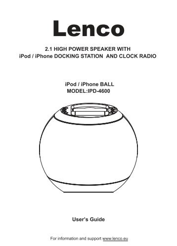 2.1 HIGH POWER SPEAKER WITH iPod / iPhone BALL ... - Lenco