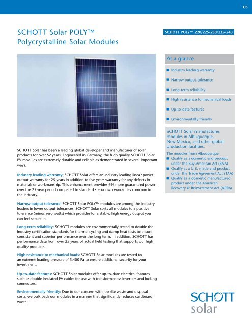 SCHOTT POLY 220-240 Datasheet US 0611.pdf - Solarni paneli