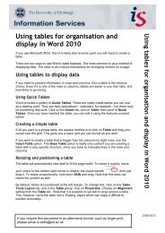 Using tables for organisation and display in Word ... - Docs.is.ed.ac.uk