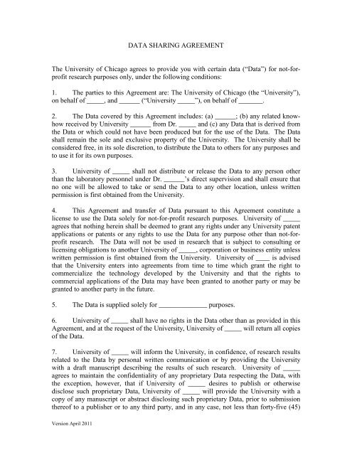 Data Sharing Agreement (PDF) - University Research Administration
