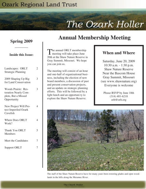 The Ozark Holler - Ozark Regional Land Trust