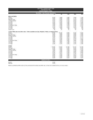 2007 DAILY VARIETY RATE CARD GOTHAM EDITION (Effective ...