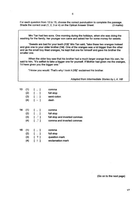 METHODIST GIRLS' SCHOOL (PRIMARY) Shade your answers in ...