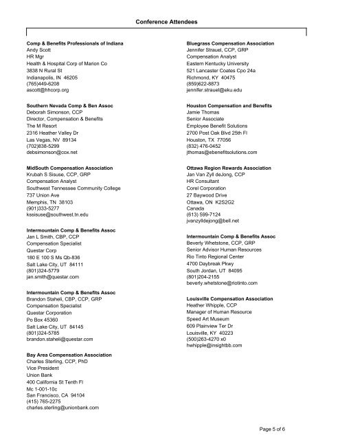 LN Leadership Conf Roster - WorldatWork