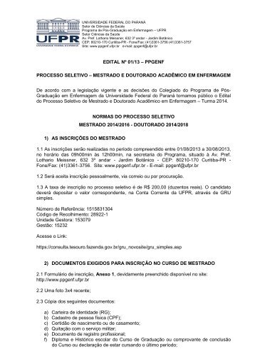 Processo Seletivo - Ppgenf.ufpr.br - Universidade Federal do ParanÃ¡