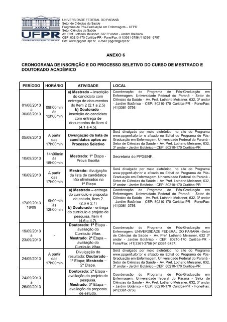 Processo Seletivo - Ppgenf.ufpr.br - Universidade Federal do ParanÃ¡