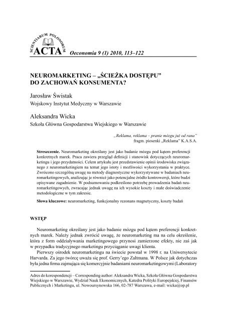 Acta Scientiarum Oeconomia 9 (1)