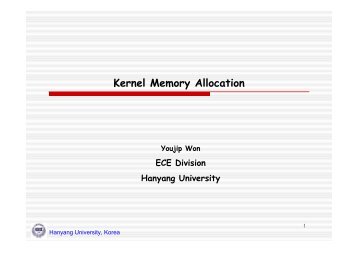 Hanyang University, Korea Kernel Memory Allocation Youjip Won...