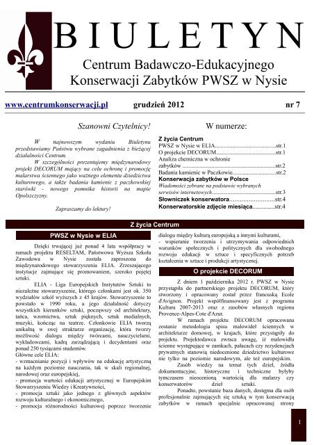 Biuletyn nr 7.pdf - PaÅstwowa WyÅ¼sza SzkoÅa Zawodowa w Nysie