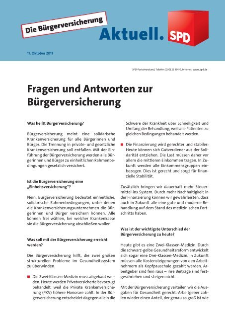 Fragen und Antworten zur BÃ¼rgerversicherung - SPD