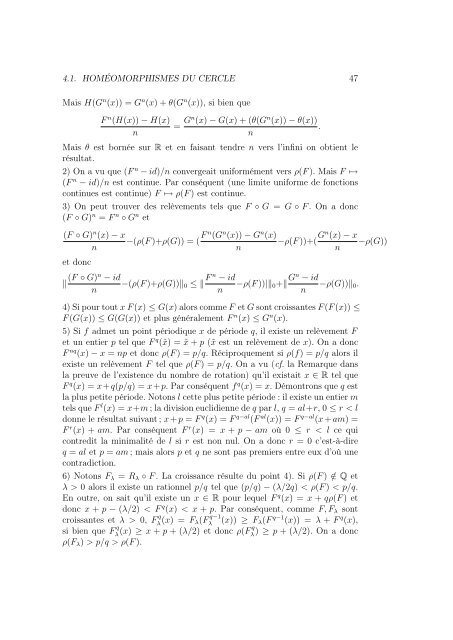 Systèmes Dynamiques Notes du cours de M2