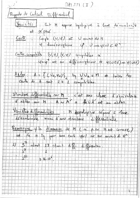 Rappels de calcul différentiel