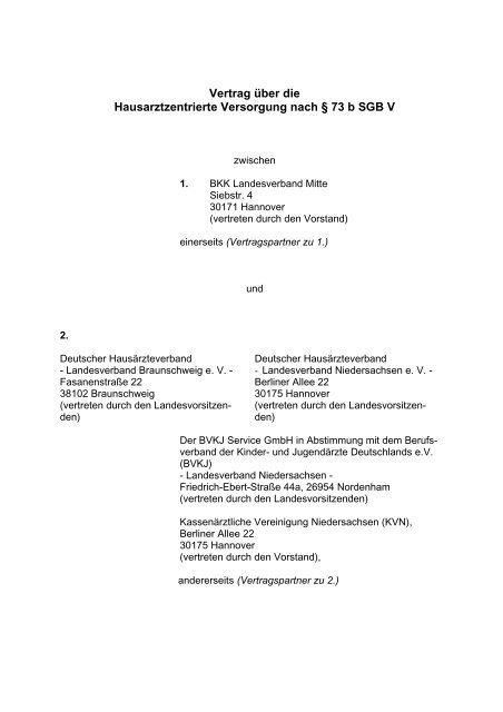 Hausarztvertrag Bkk Landesverband Mitte Deutscher