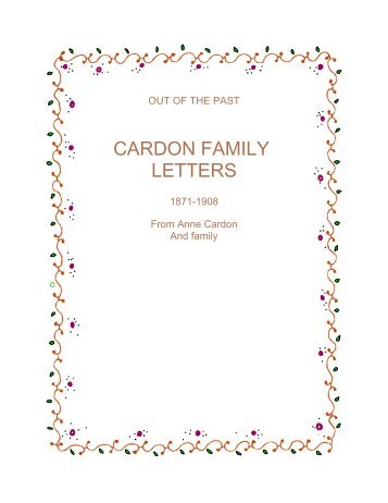 Cardon Family Letters - Cardon Families Organization