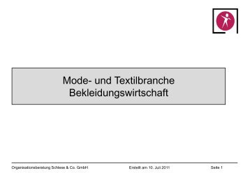 Mode- und Textilbranche Bekleidungswirtschaft - Organisation ...