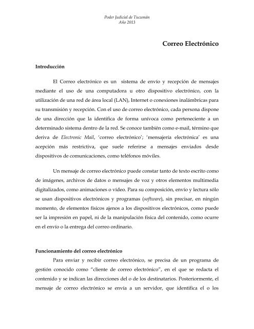 Correo Electronico - Poder Judicial Tucumán