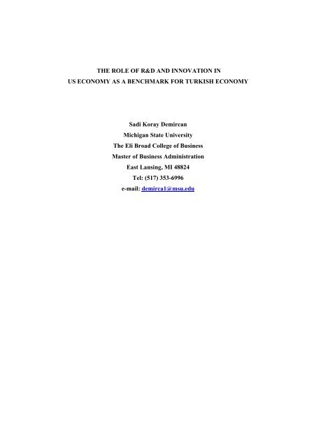 THE ROLE OF R&D AND INNOVATION IN US ECONOMY AS A ...