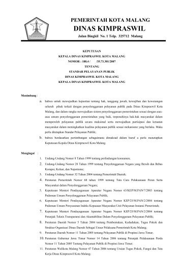 DINAS KIMPRASWIL - Pemerintah Kota Malang