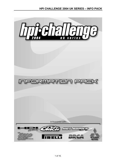 the HPI Challenge UK Series rules - HPI Racing